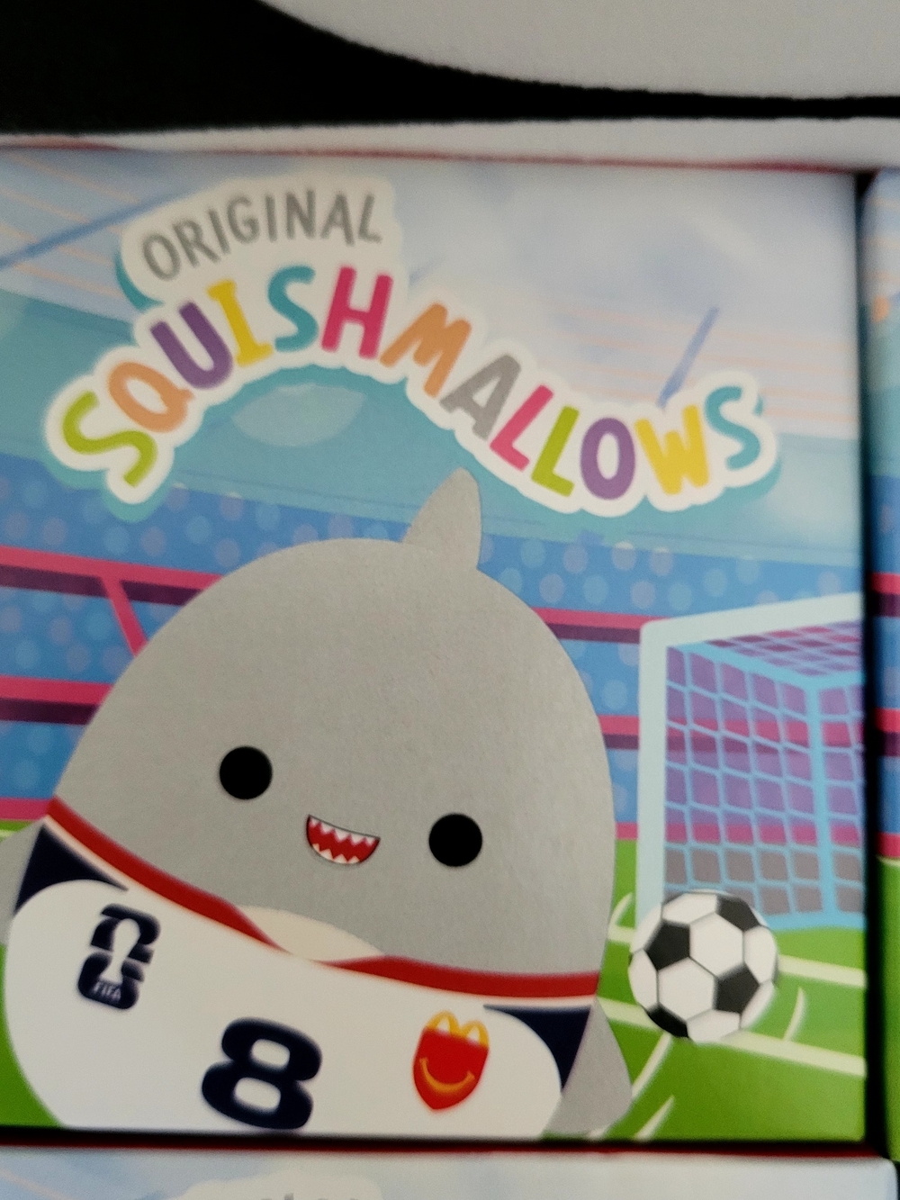 McDonald's Squishmallows Gray Shark Plush with Multicolor Logo